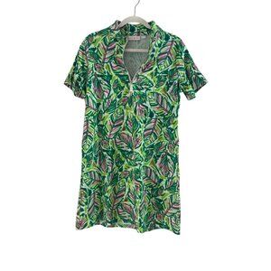 Belle By Kim Gravel Women's Green Short Sleeve Floral Shift Dress Size S